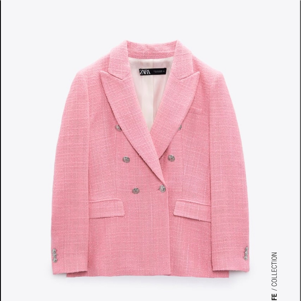 Pink Double breasted double wheave jacket.